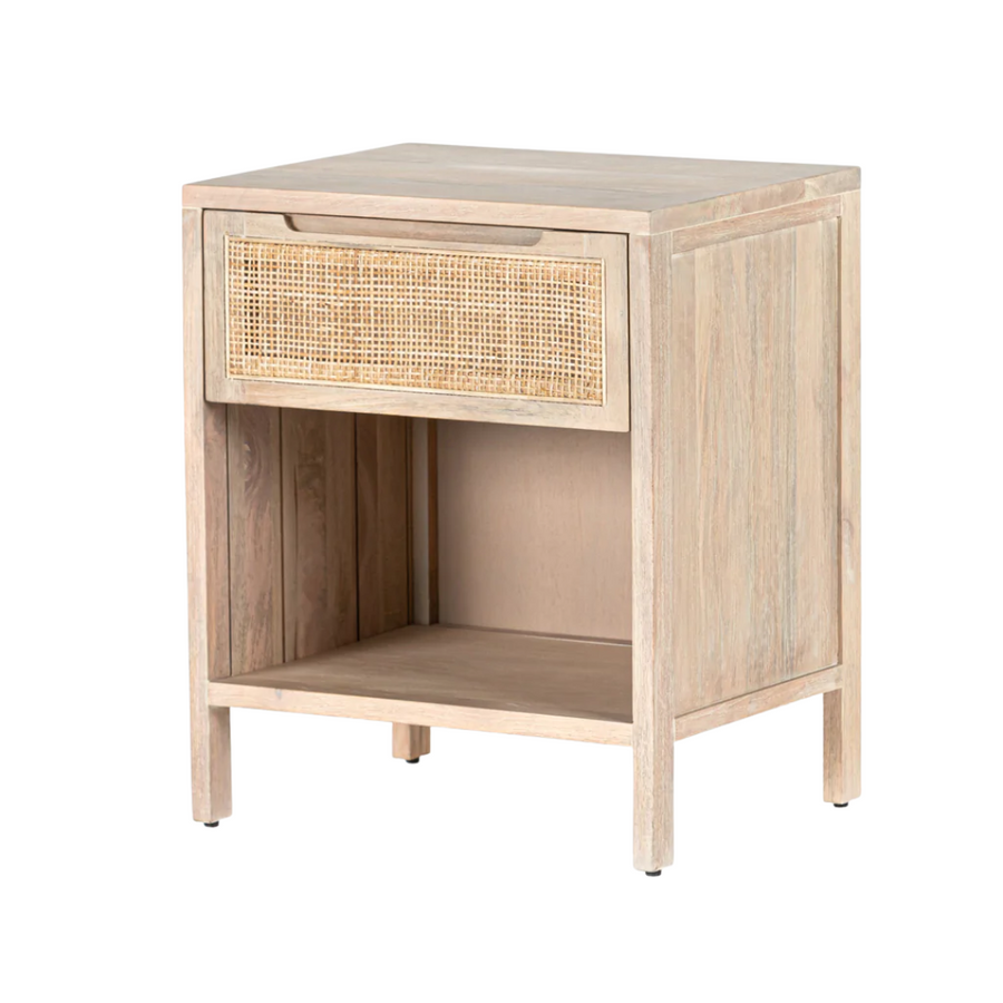 Nightstand -  Clarita Natural Wood w/ Natural Weave