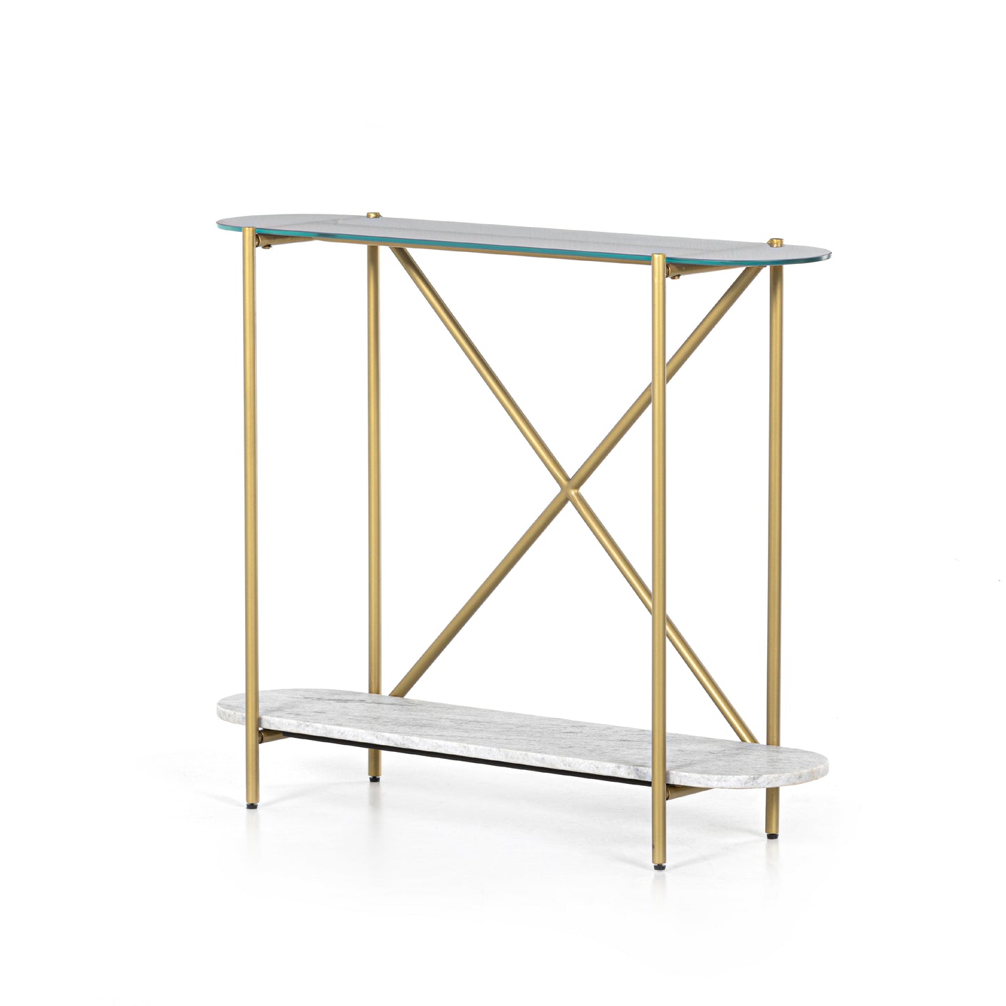 Console - Gianna Grey Marble Two Tier w/ Gold - 40"
