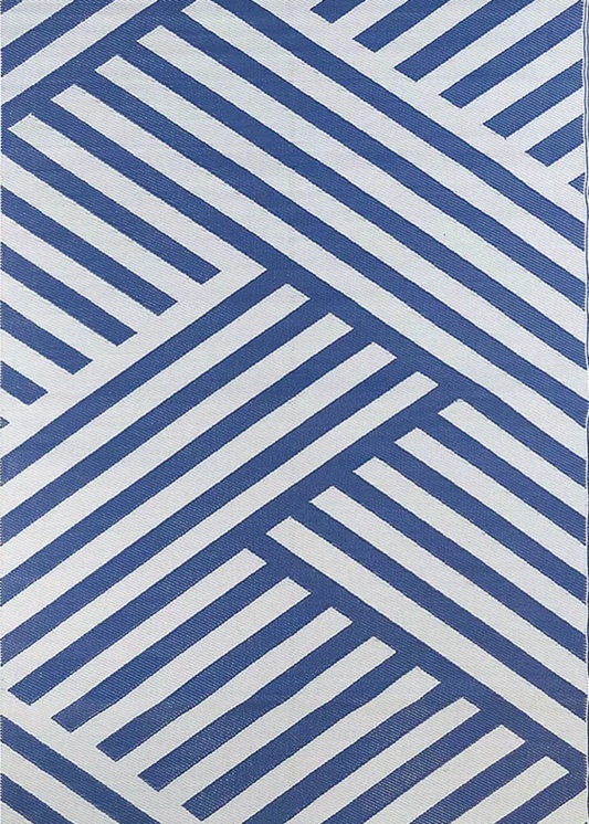 Blue & White Geometric Rug