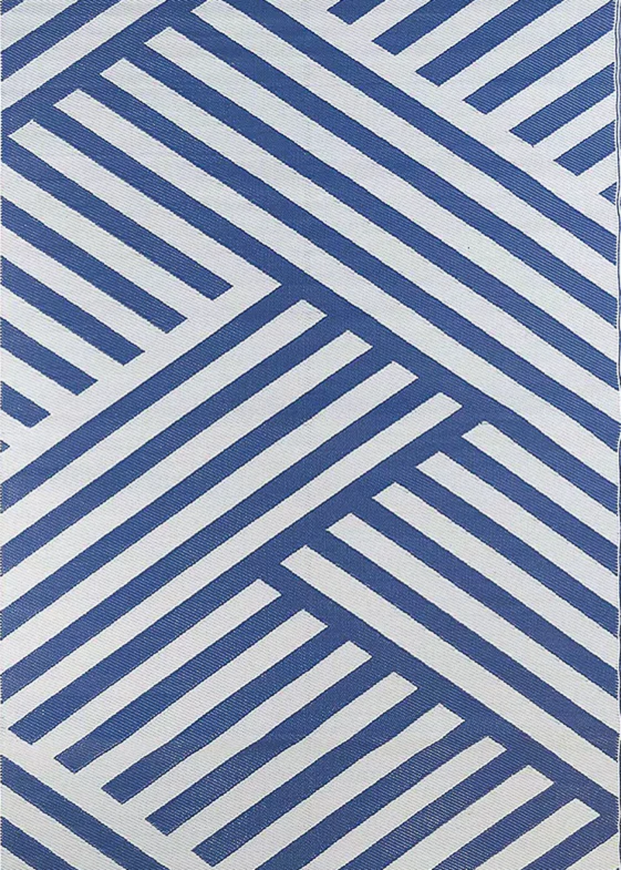 Blue & White Geometric Rug