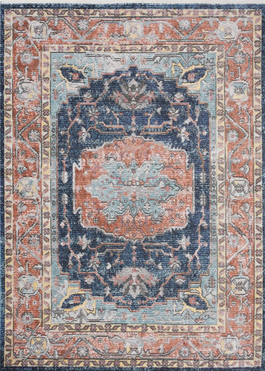 Evora Persian Rug in Orange and Blue