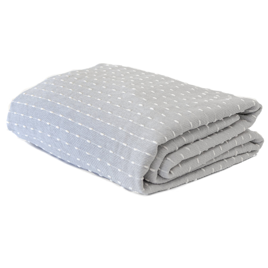 Coverlet King Blue Grey W/ White Stripe