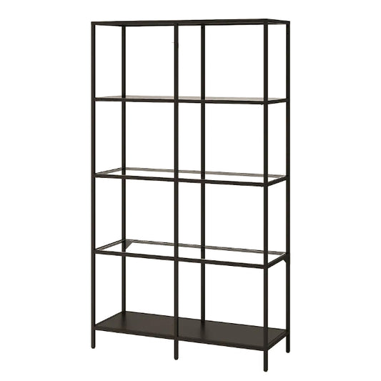 Bookshelf - Black with Glass Shelves