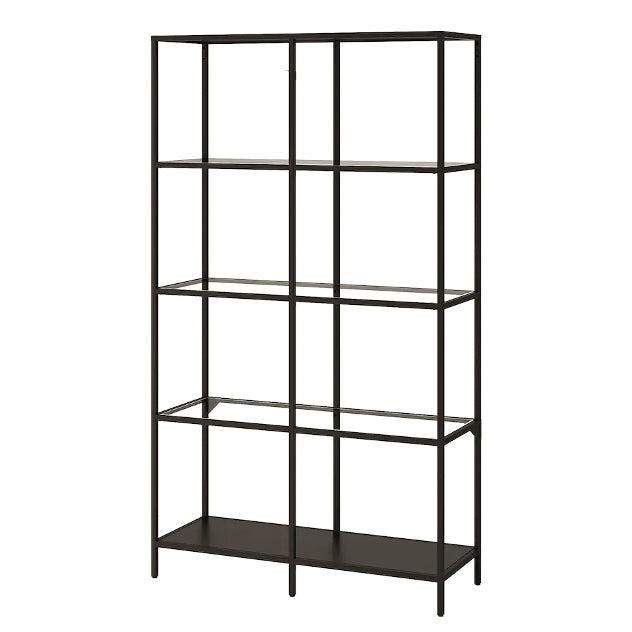 Bookshelf - Black with Glass Shelves