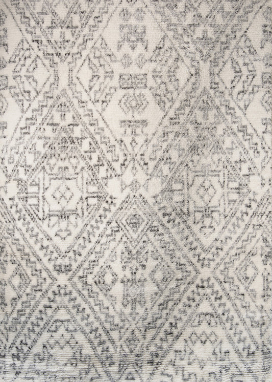 White and Grey Diamond Rug