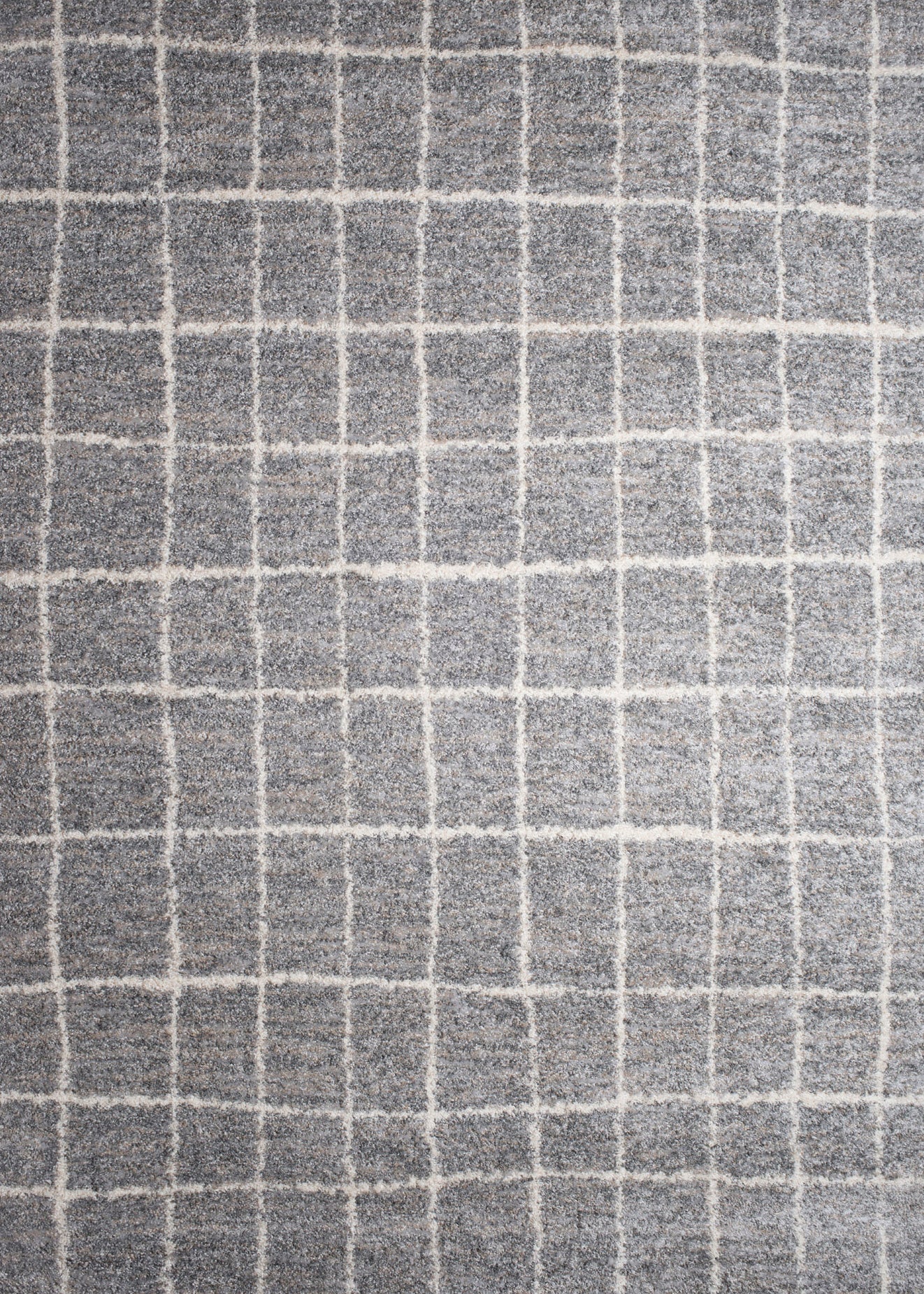Grey and White Grid Rug