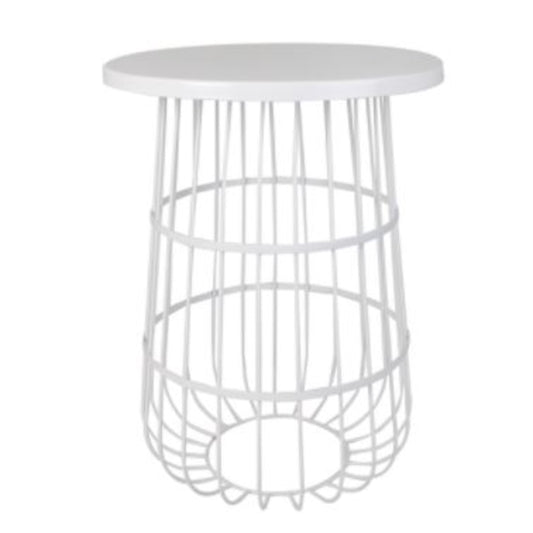 Table Round Metal White w/ Grid Base