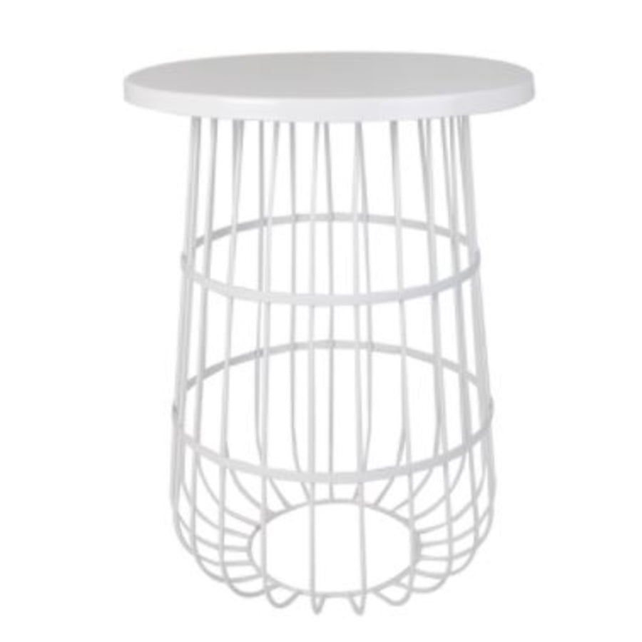Table Round Metal White w/ Grid Base