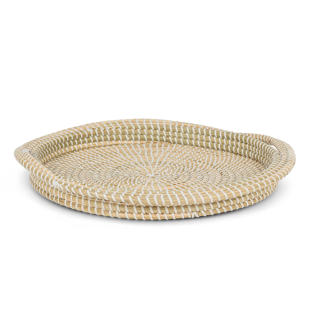 Tray - Seagrass White w/ Handles 15"