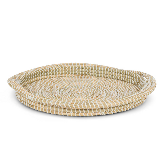 Tray - Seagrass White w/ Handles 15"
