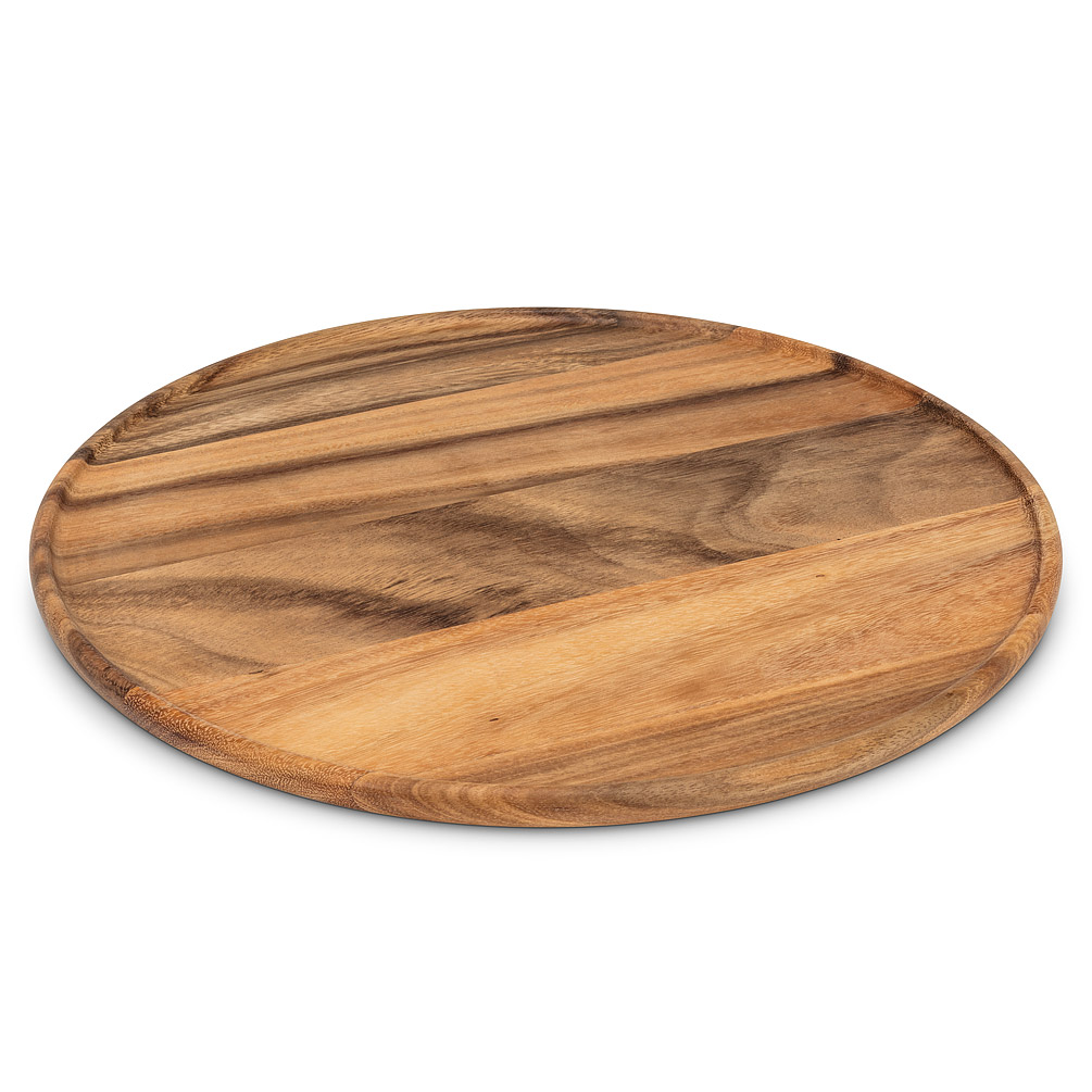 Tray - Round Wooden w/ Lip 17"