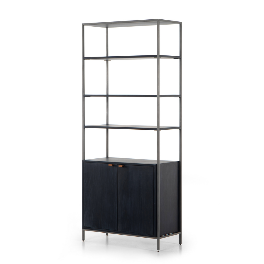 Bookshelf - Trey Modular Wide Black w/ Leather Handle