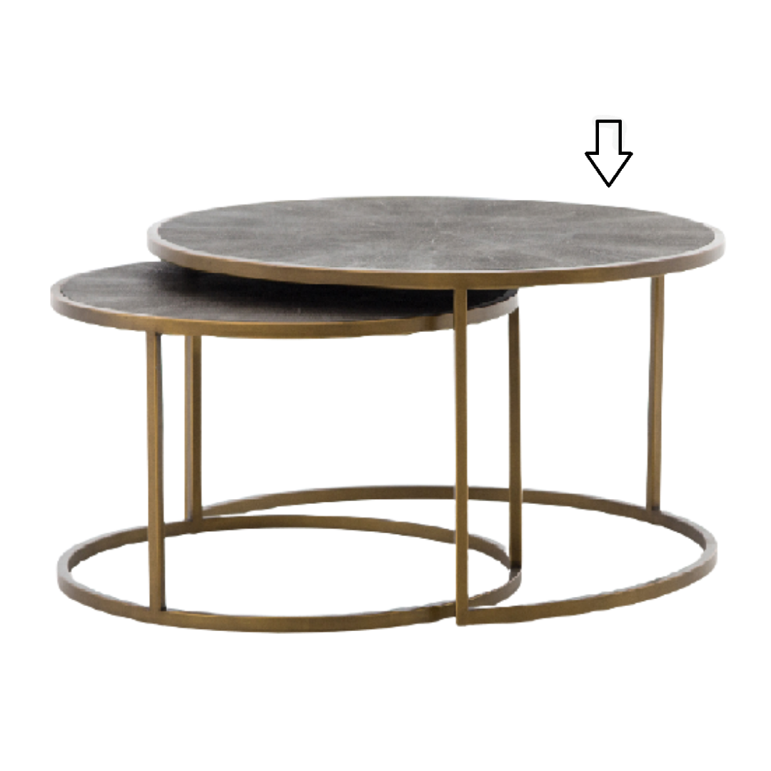 Coffee Table -  Shagreen Grey w/ Brass Frame LARGE