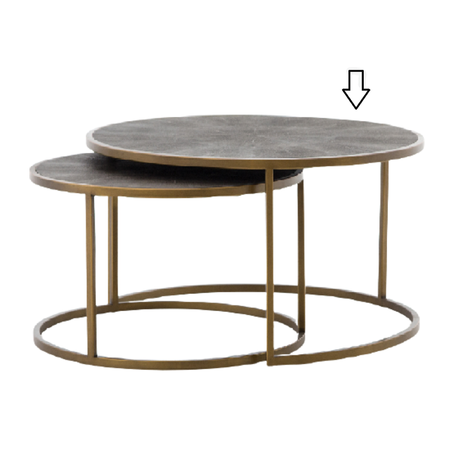 Coffee Table -  Shagreen Grey w/ Brass Frame LARGE