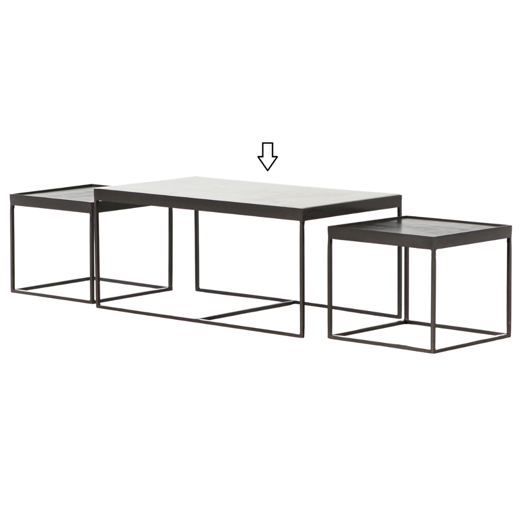 Coffee Table - Evelyn Rectangle White Marble Top 36"