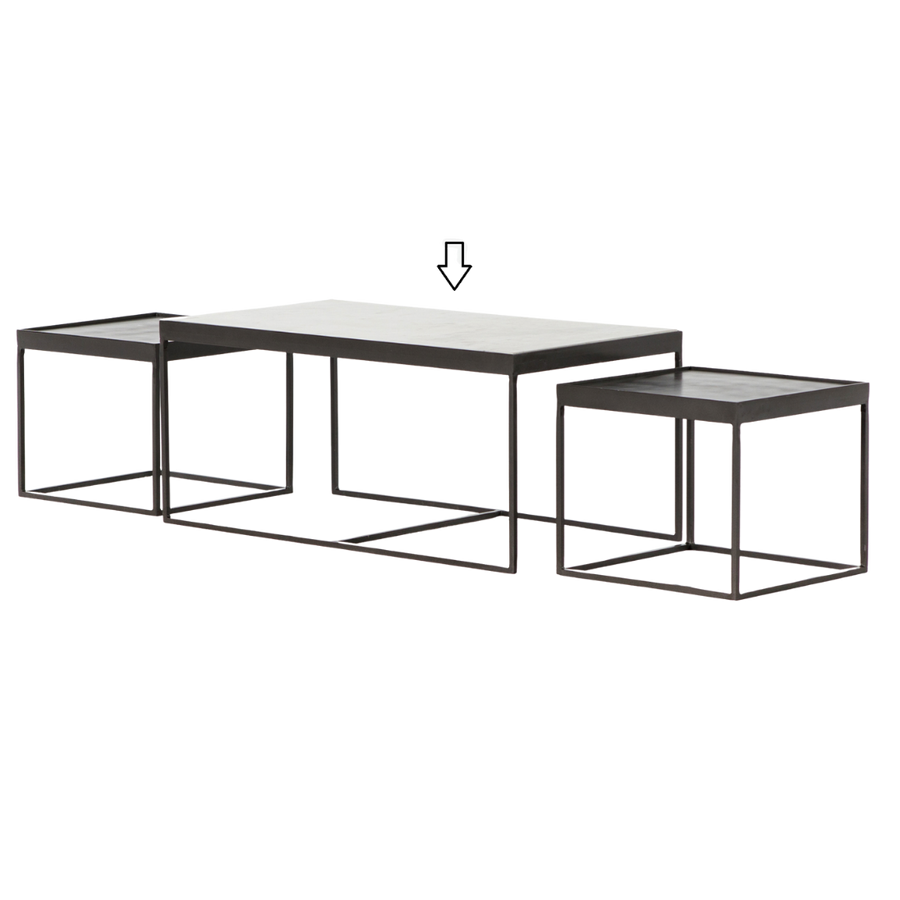 Coffee Table - Evelyn Rectangle White Marble Top 36"