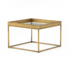 Coffee Table - Kline Square Antique Brass w/ Glass Top