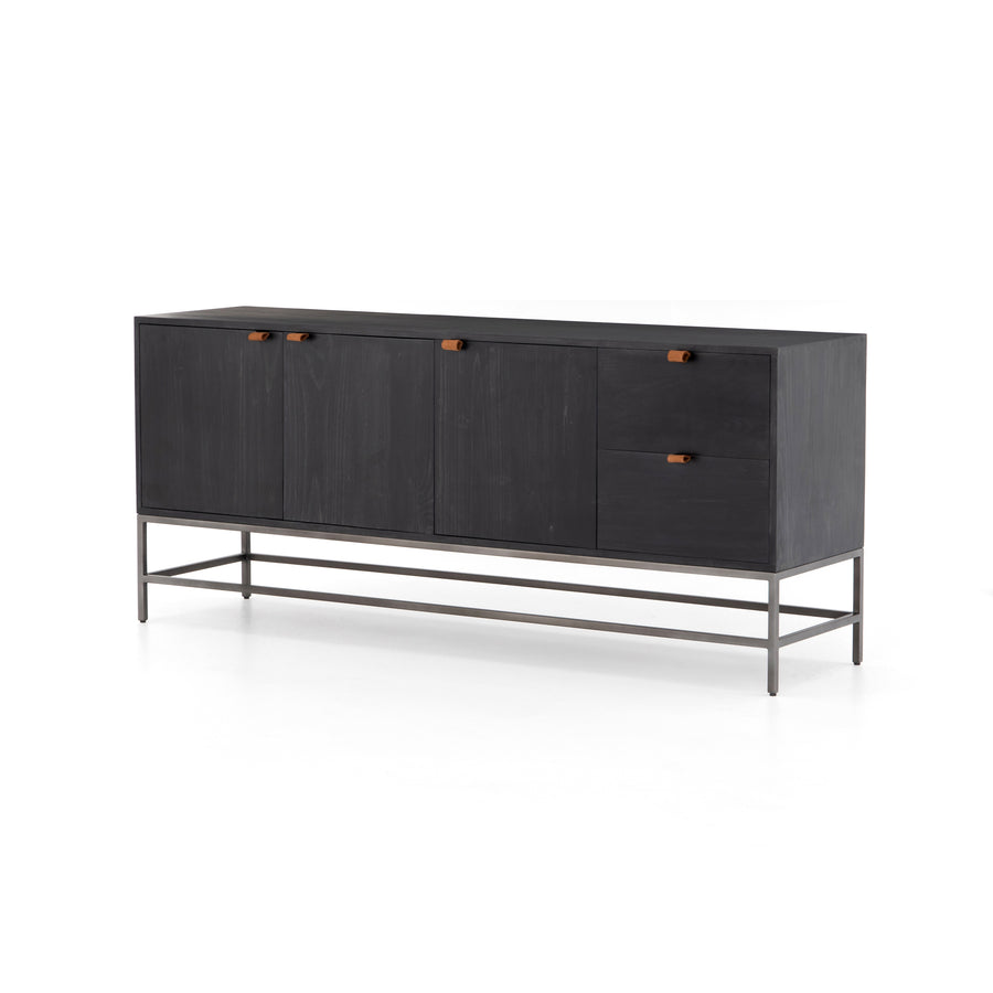 Credenza - Trey Black Wash w/ Leather Handle - 72"