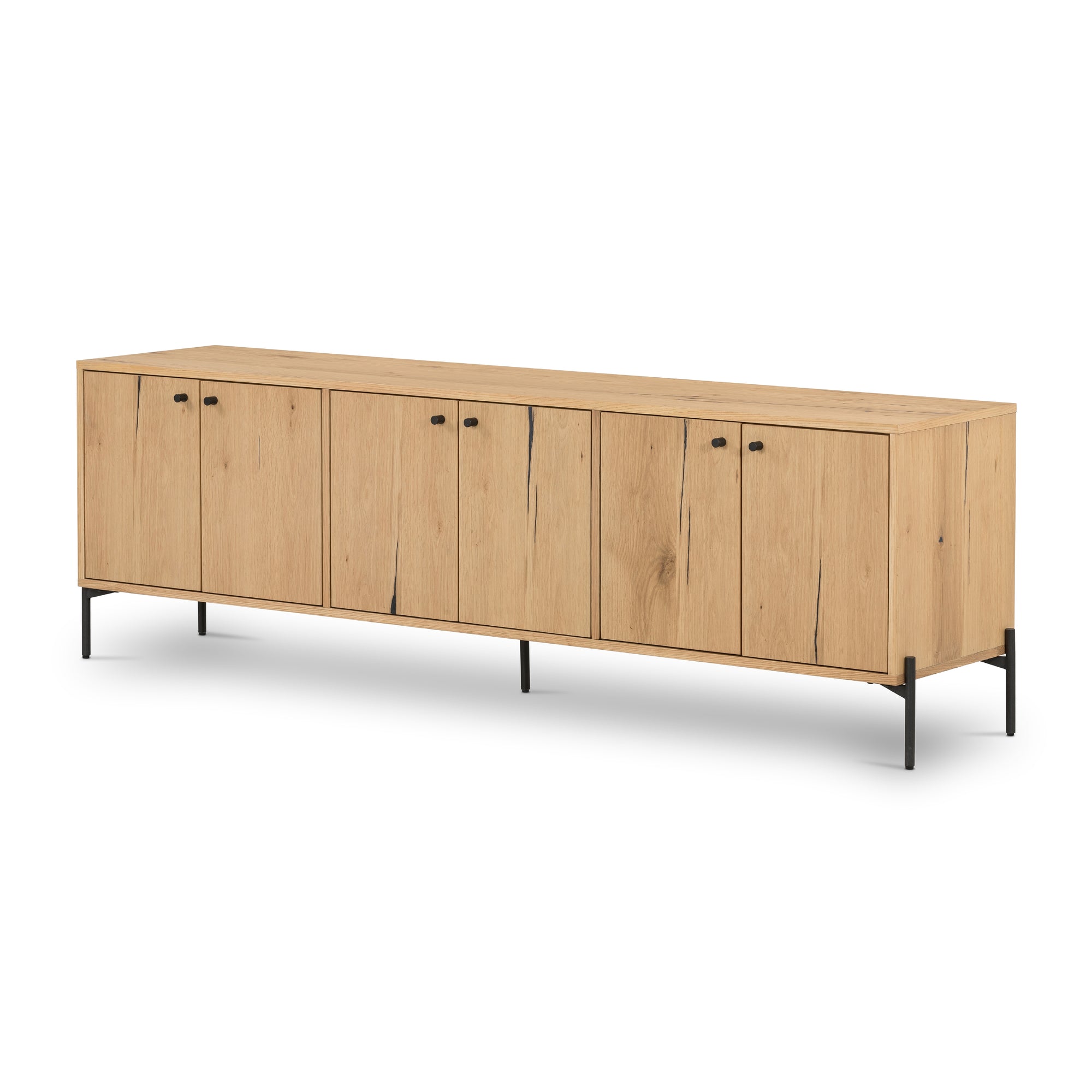 Credenza - Eaton Light Oak w/ Iron Legs - 80"