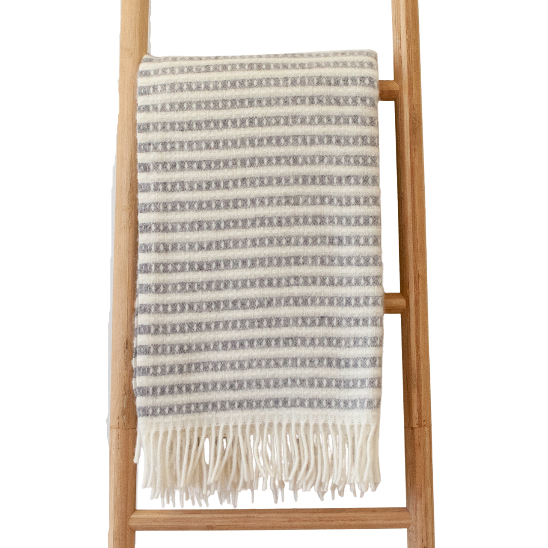 Ollie Light Grey White Stipes Wool