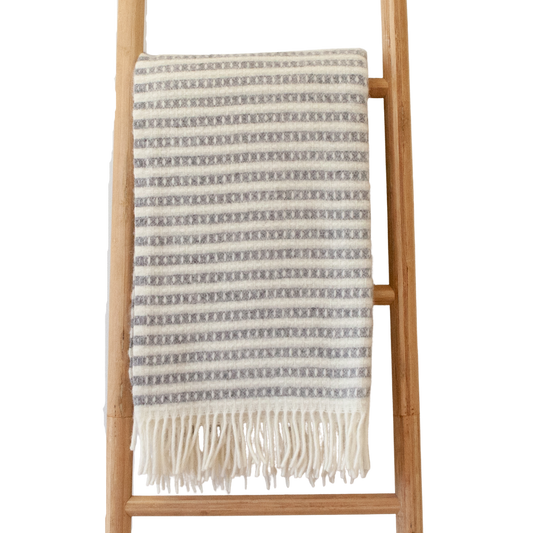 Ollie Light Grey White Stipes Wool