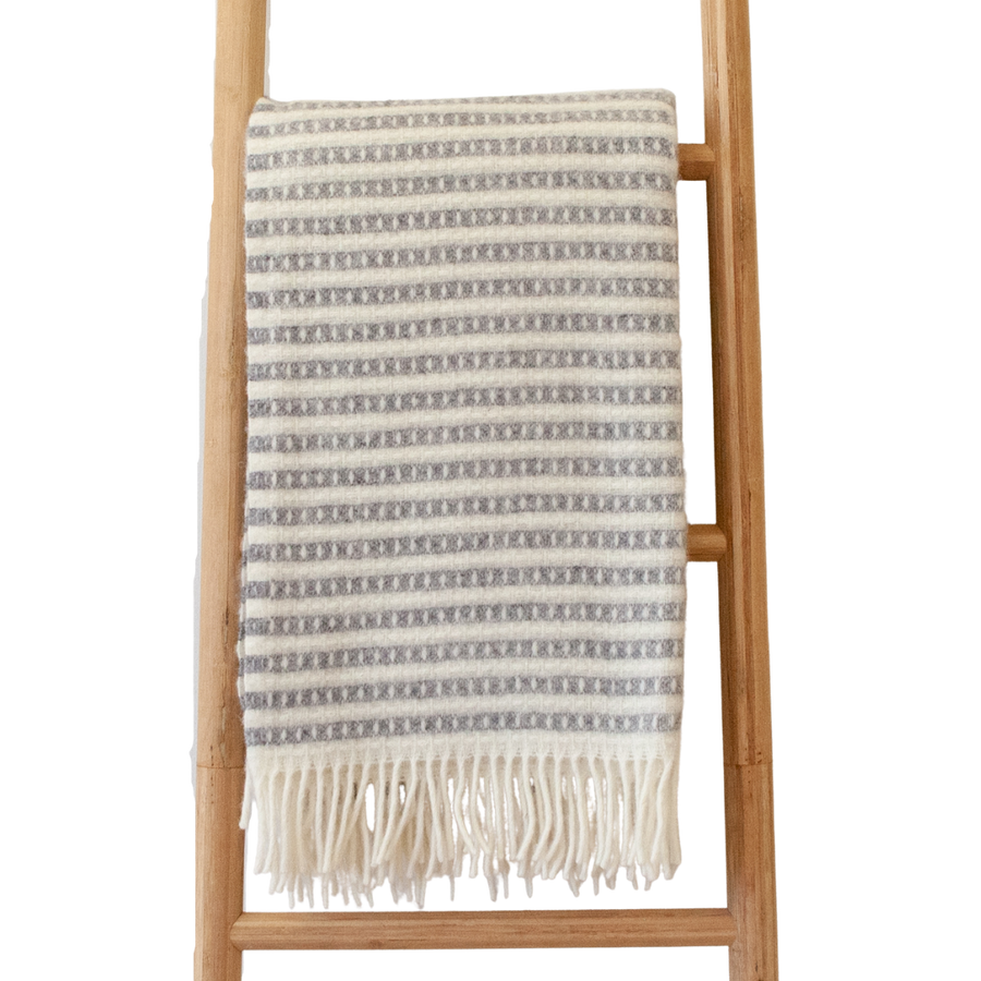 Ollie Light Grey White Stipes Wool