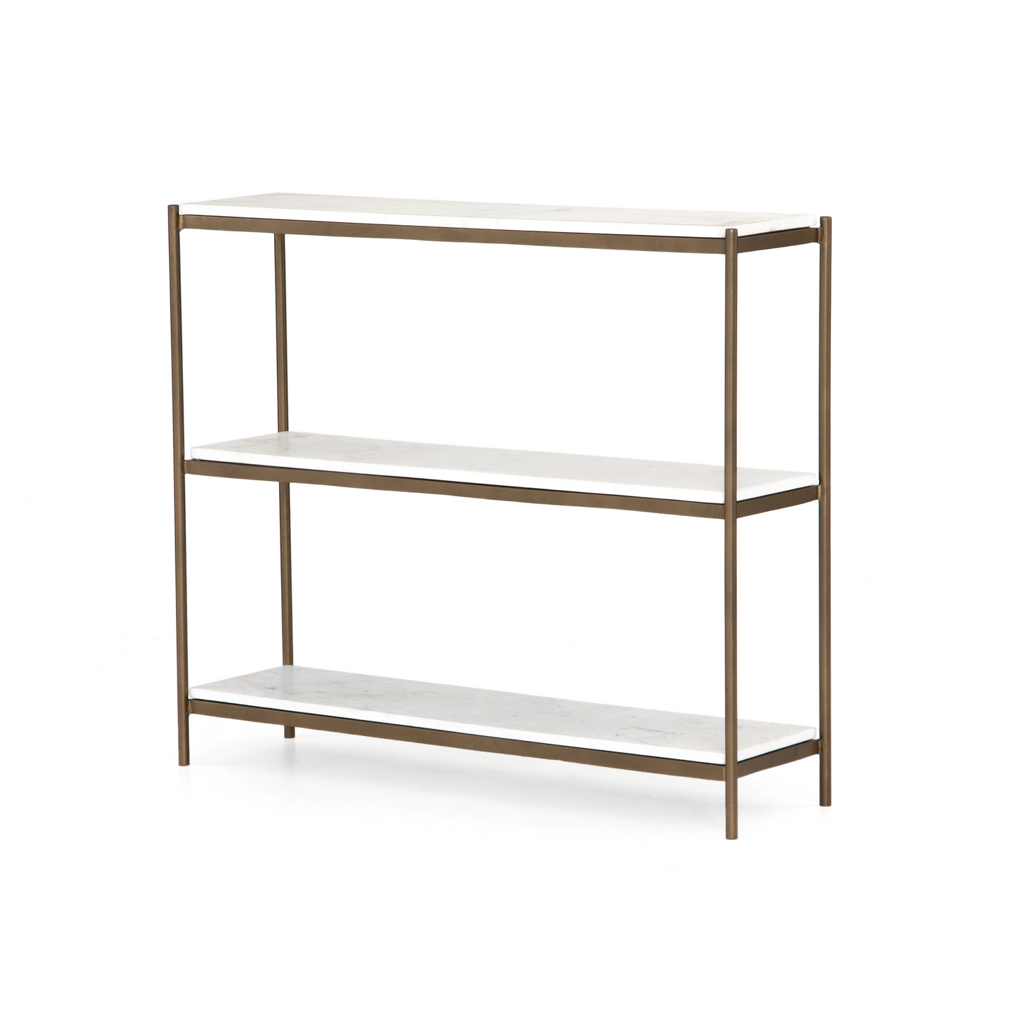 Console - Felix 3 Tier White Marble & Brass - 36"