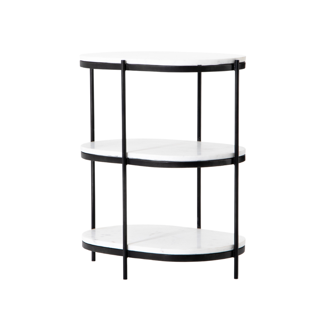 End Table - Felix 3 Tier Oval w/ Black Frame