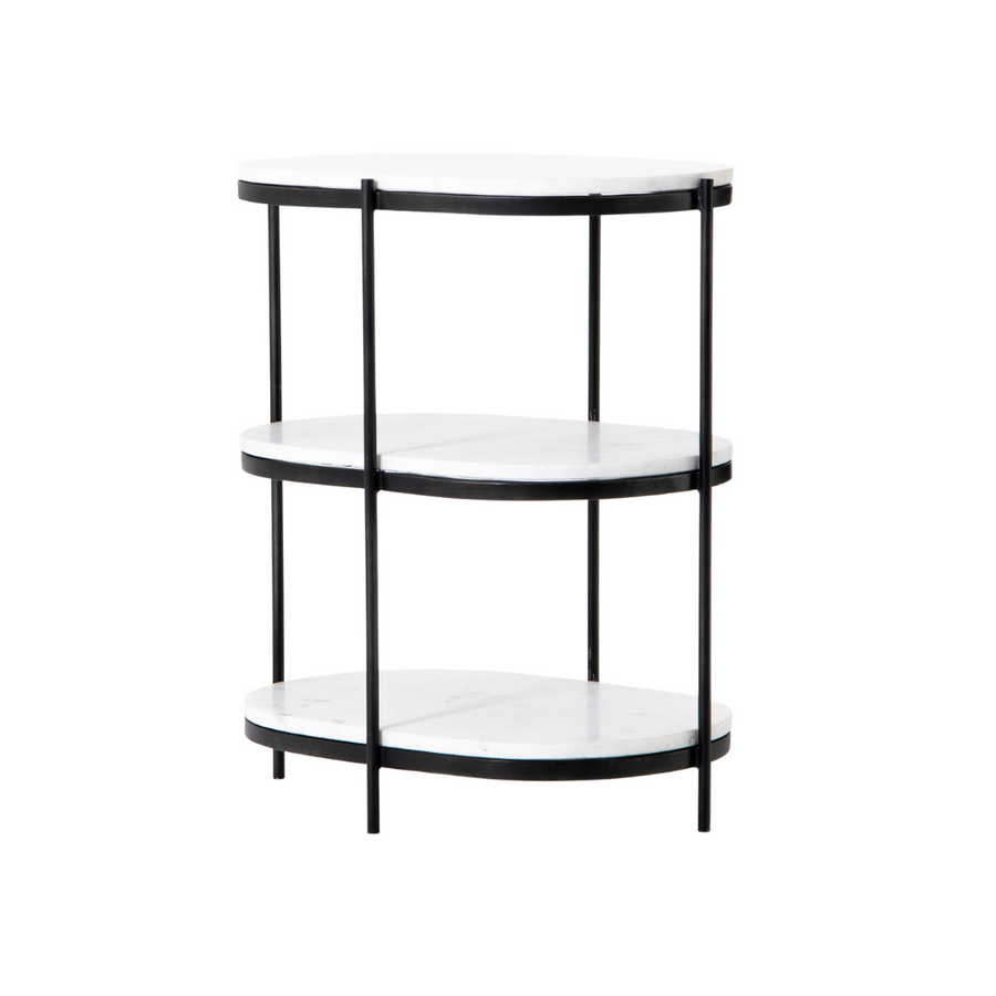 End Table - Felix 3 Tier Oval w/ Black Frame