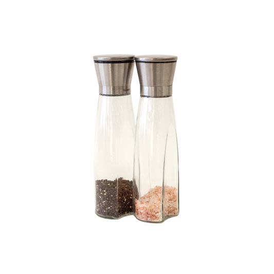 Salt & Pepper - Glass w/ Silver Chrome Lid
