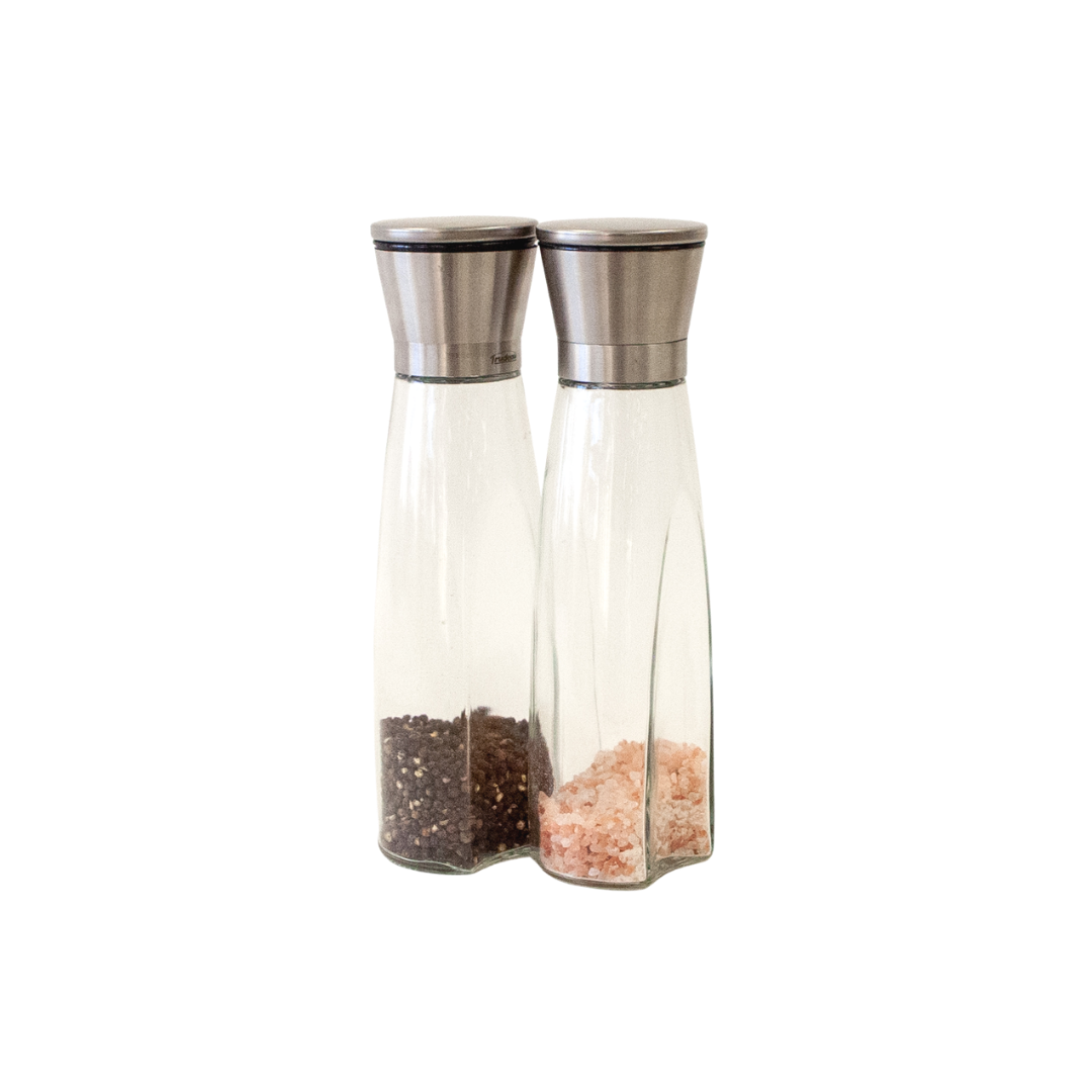 Salt & Pepper - Glass w/ Silver Chrome Lid