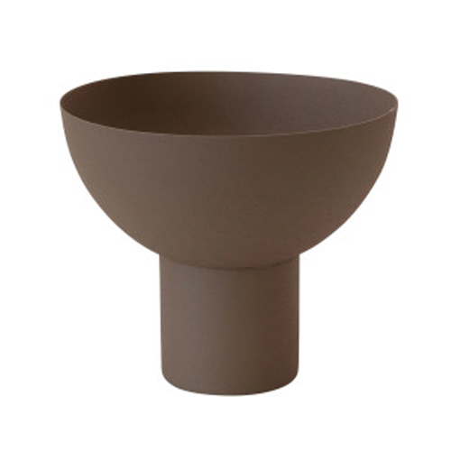 Bowl - Footed Round Taupe Metal