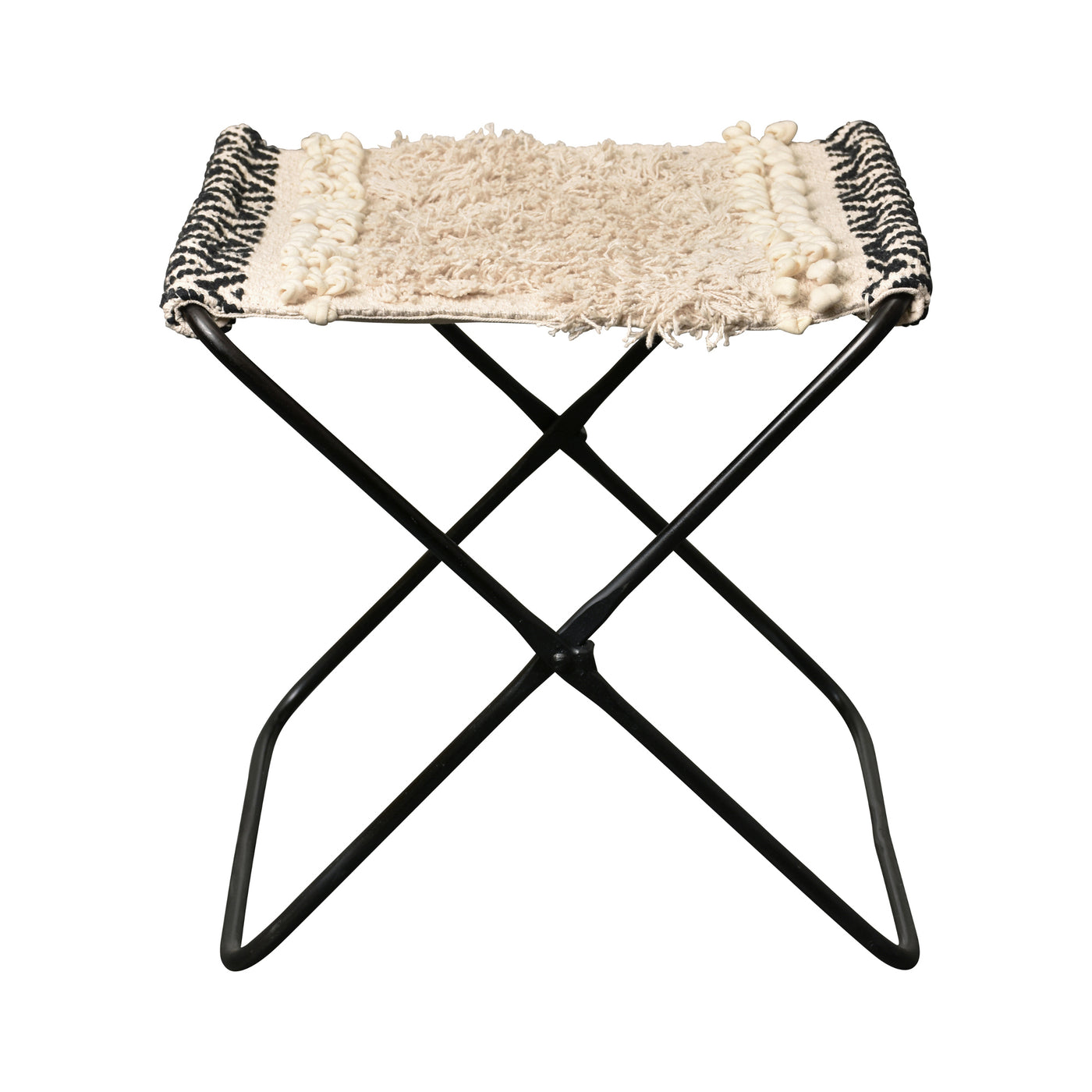 Stool - Silvan Boho Cream Fabric w/ Black Frame