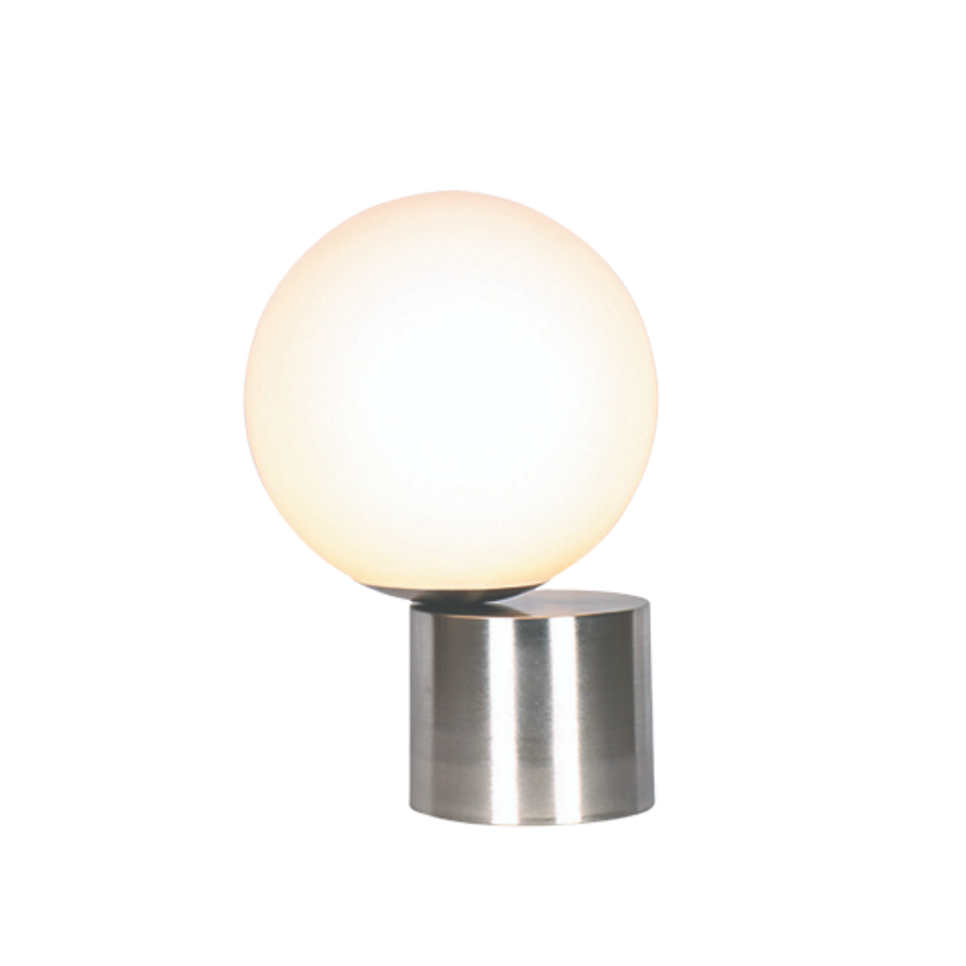 Table Lamp - Brushed Steel Opaque Ball