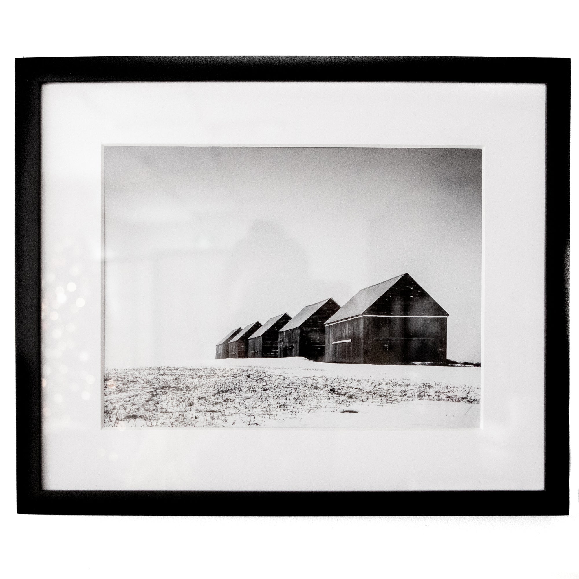 Art - B&W Five Snowy Barns - SMALL -  CLEARED 17" x 14"