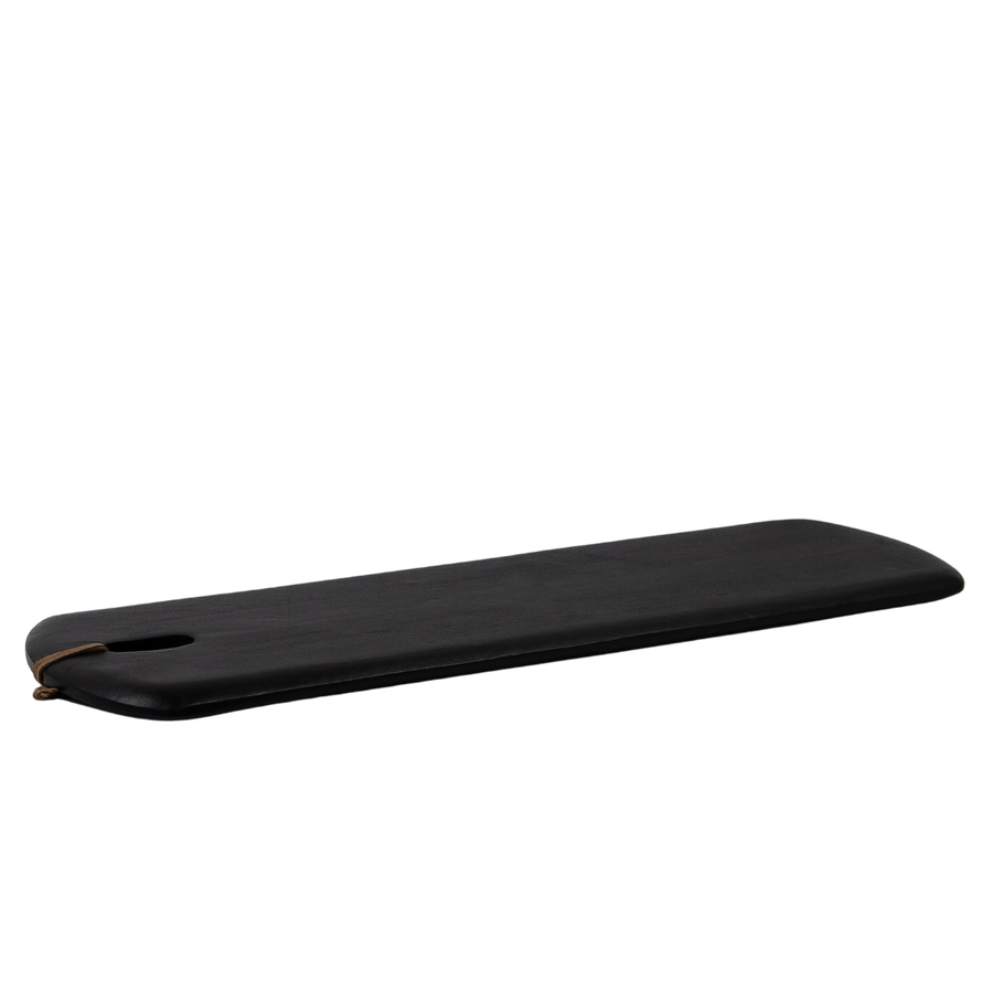 Black Acacia Wood Oval w/ Leather Strap 31"