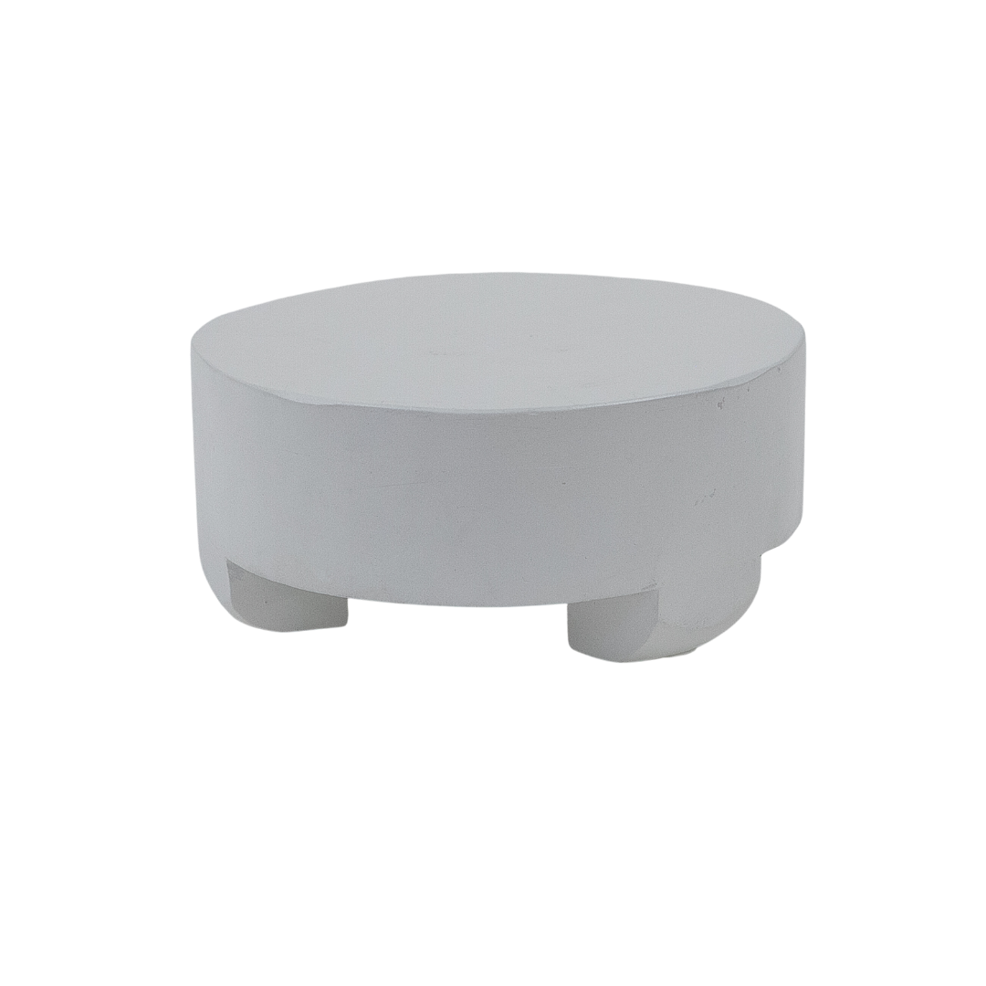 White Mango Wood Round w/ Feet 12"