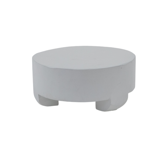 White Mango Wood Round w/ Feet 12"