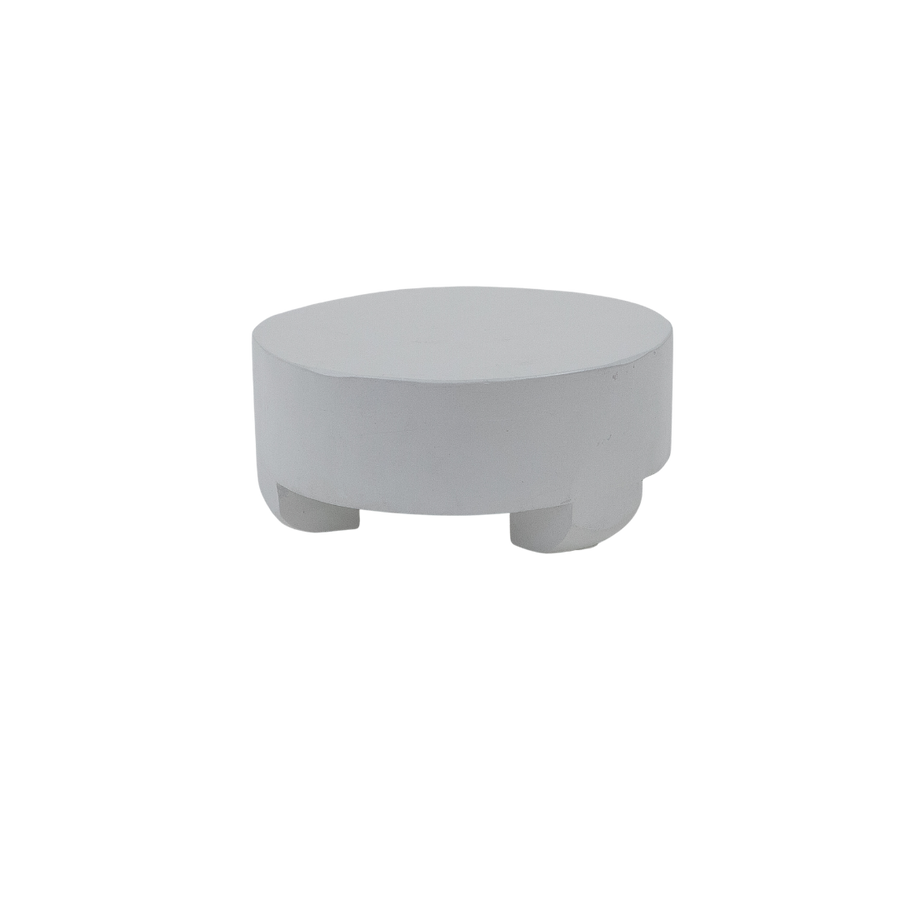 White Mango Wood Round w/ Feet 10"