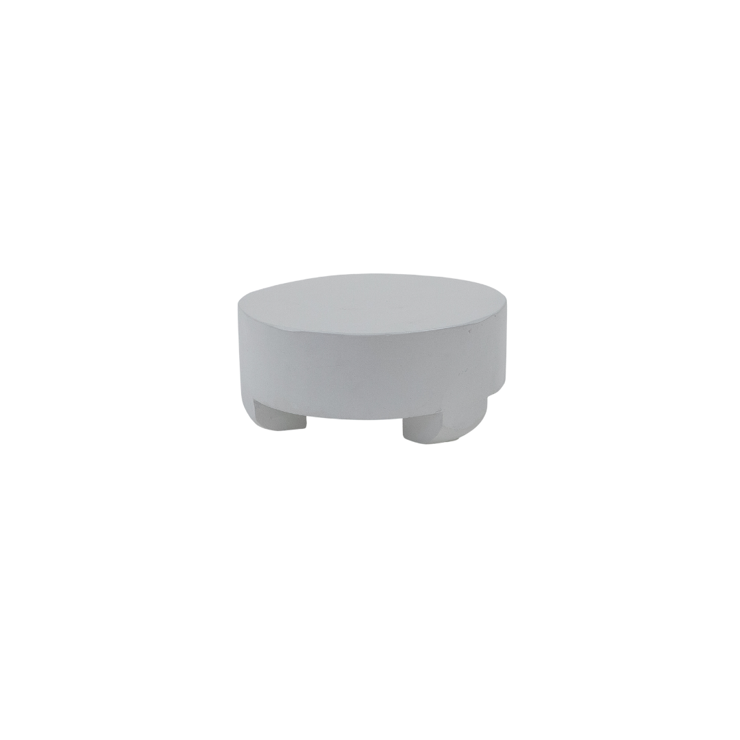 White Mango Wood Round w/ Feet 8"