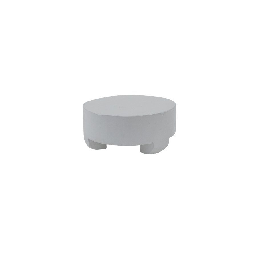 White Mango Wood Round w/ Feet 8"