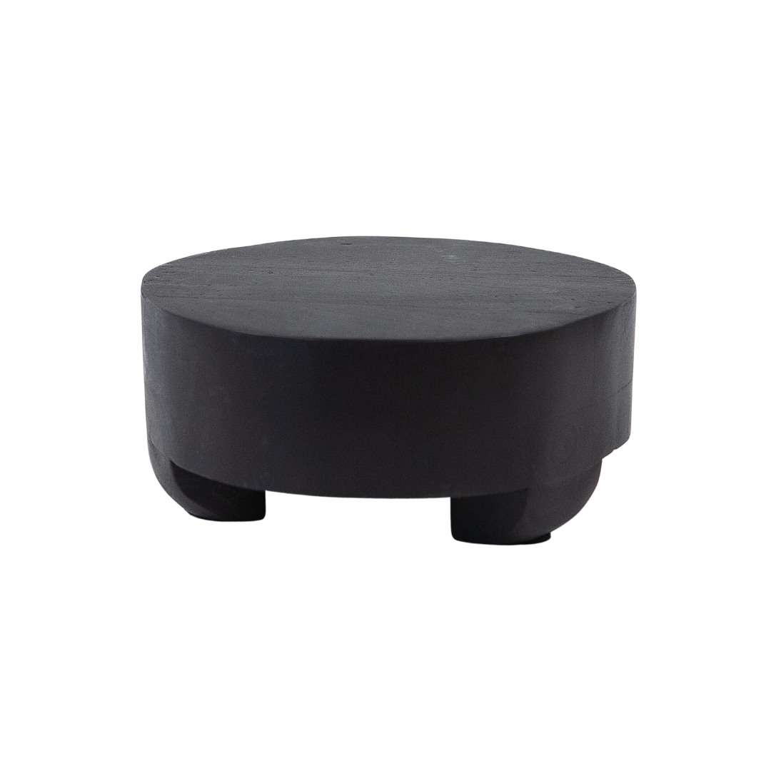 Black Mango Wood Round w/ Feet 12"