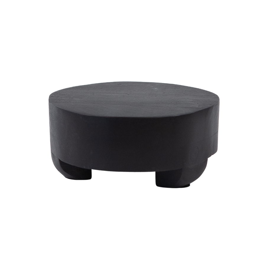 Black Mango Wood Round w/ Feet 12"