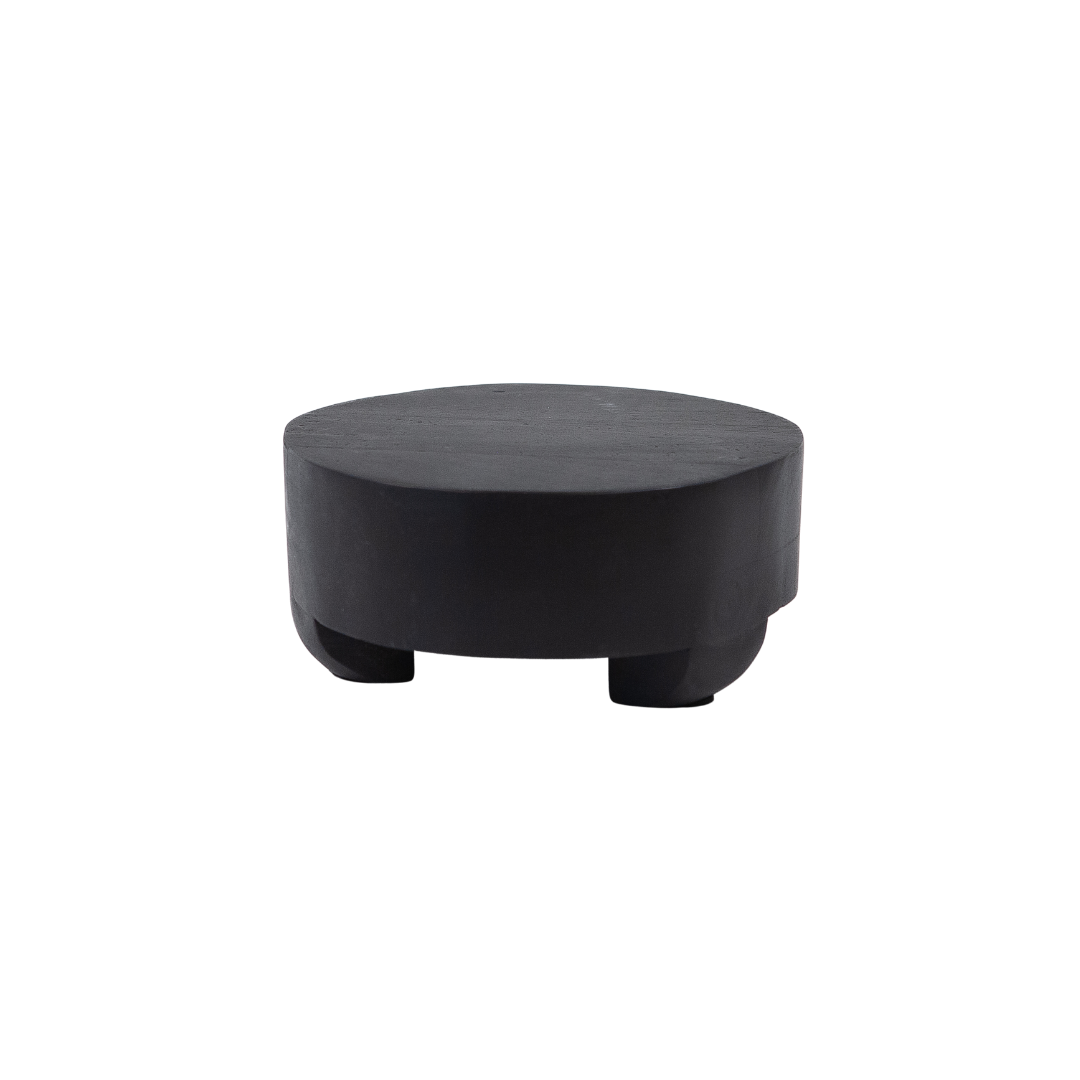 Black Mango Wood Round w/ Feet 10"