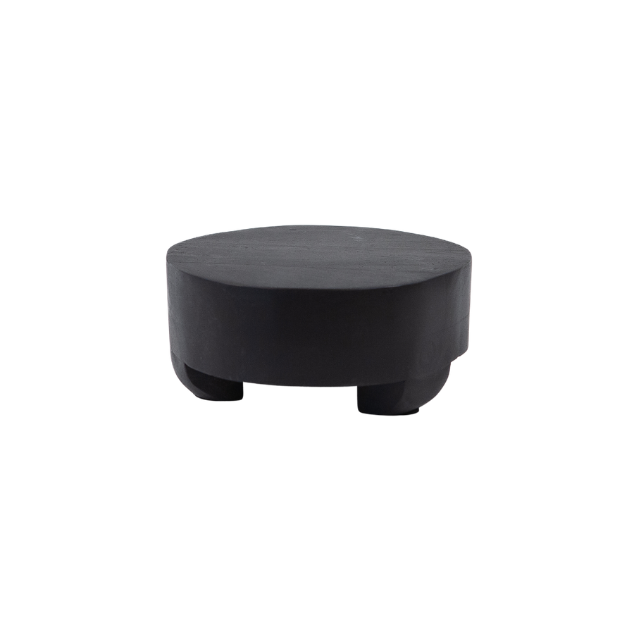 Black Mango Wood Round w/ Feet 10"