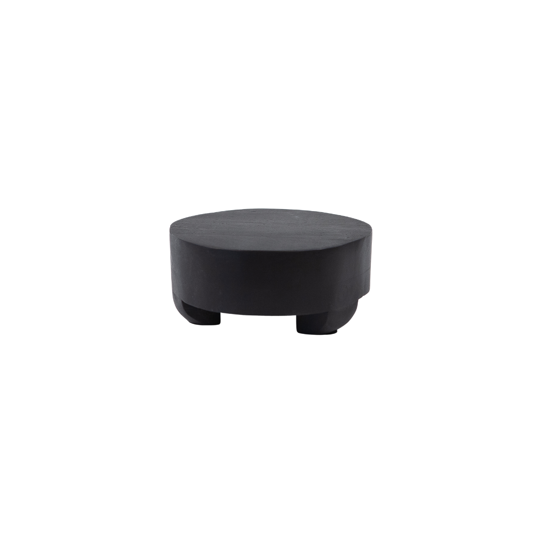Black Mango Wood Round w/ Feet 8"