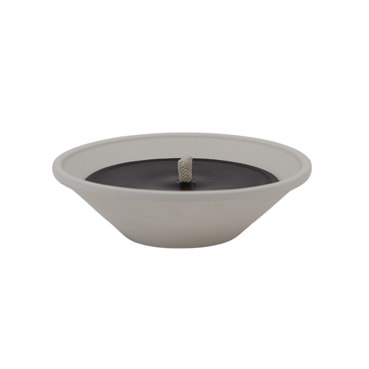 White Round Dish w/ Black Wax