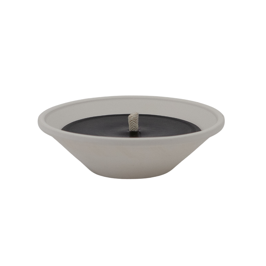 White Round Dish w/ Black Wax