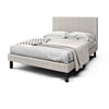 Bed - King w/ Headboard Upholstered Cream Linen w/ Grey Flecks