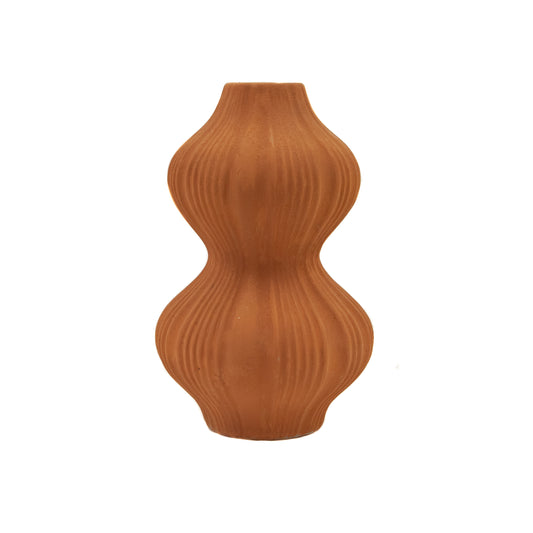 Curved Ribbed Terracotta Vase